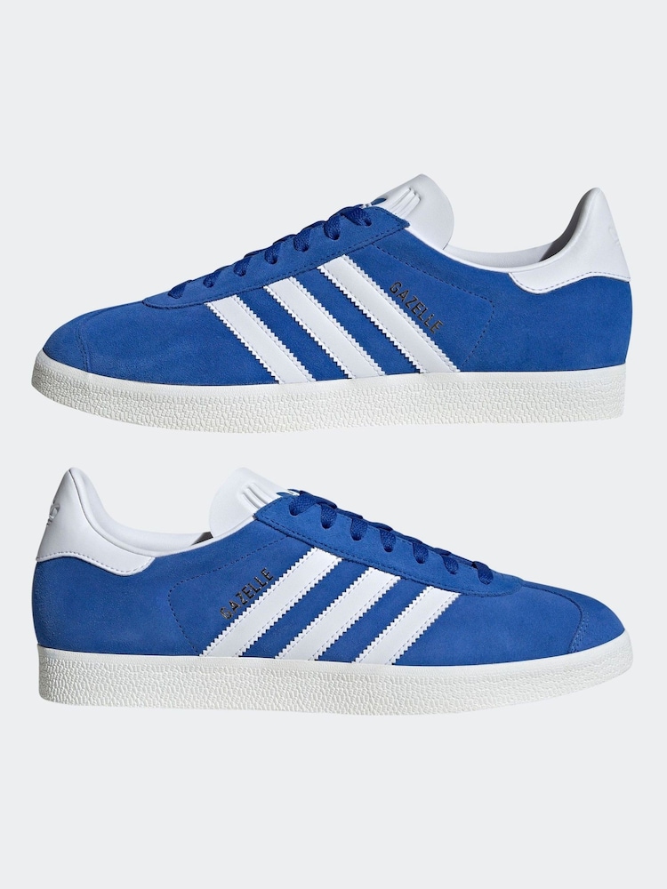 adidas Originals Blue/White Gazelle Trainers - Image 5 of 9