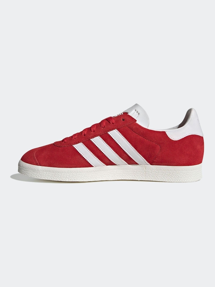 adidas Originals Red/White Gazelle Trainers - Image 2 of 8
