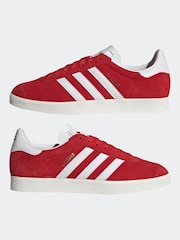 adidas Originals Red/White Gazelle Trainers - Image 5 of 8