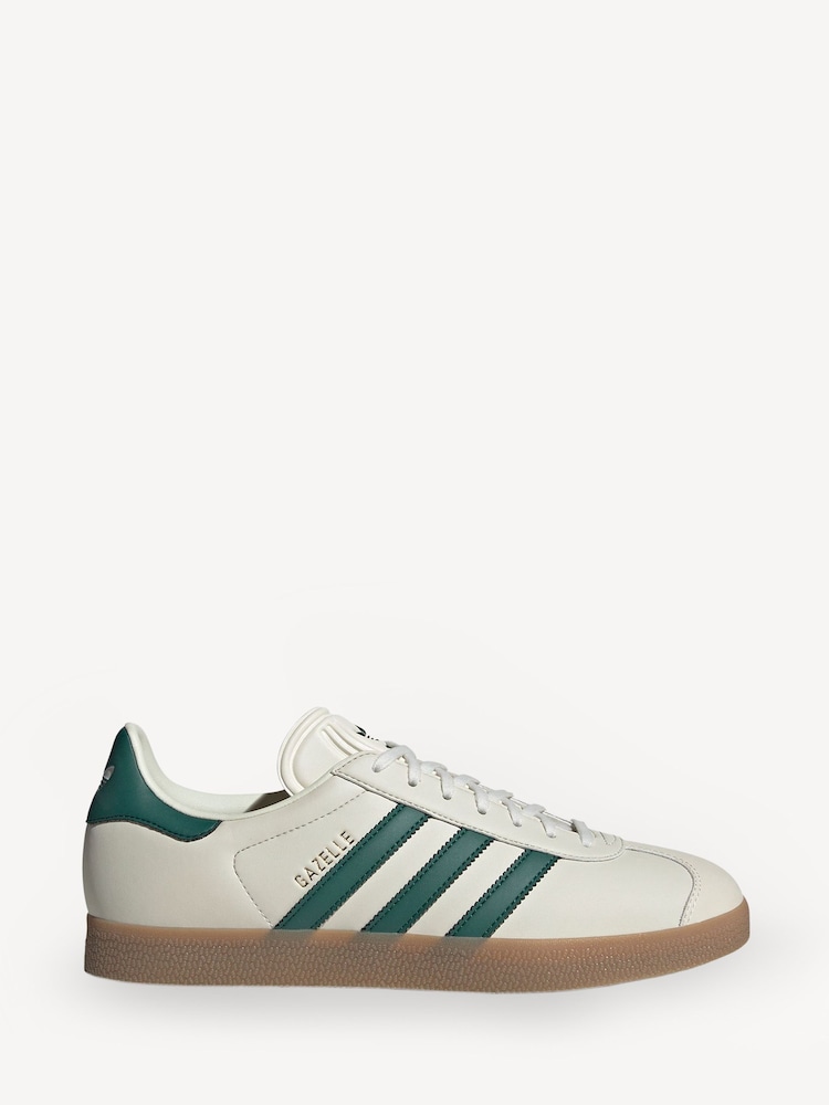 adidas Originals Beige/Green Gazelle Trainers - Image 1 of 6
