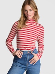 Victoria's Secret PINK Red Pepper Stripe Ribbed Long Sleeve T-Shirt - Image 1 of 3