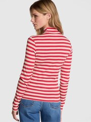 Victoria's Secret PINK Red Pepper Stripe Ribbed Long Sleeve T-Shirt - Image 2 of 3