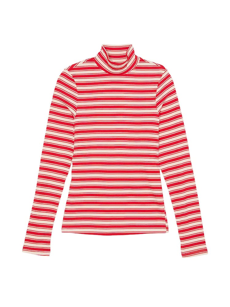 Victoria's Secret PINK Red Pepper Stripe Ribbed Long Sleeve T-Shirt - Image 3 of 3