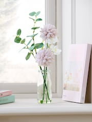 Purple/White Aritificial Pom Pom Arrangement In Glass Vase - Image 1 of 3