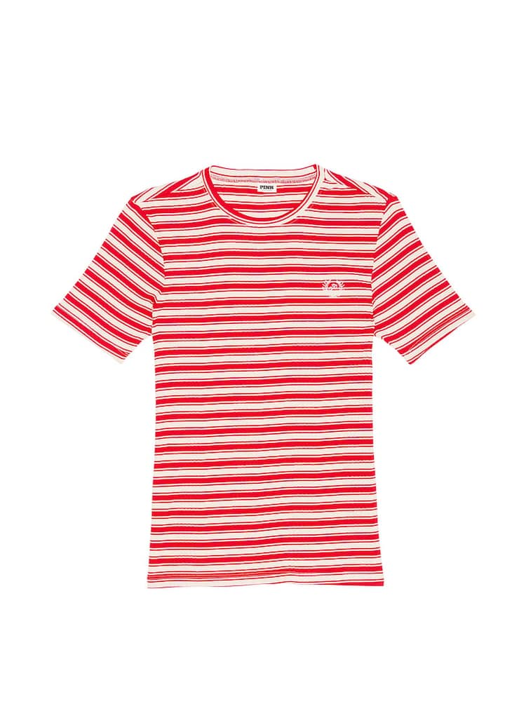 Victoria's Secret PINK Red Pepper Stripe Ribbed Short Sleeve T-Shirt - Image 3 of 3
