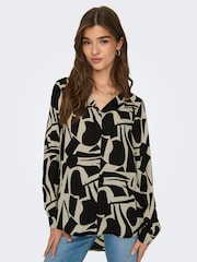 ONLY Black Long Sleeve Graphic Print Shirt - Image 1 of 6