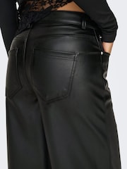 ONLY Black High Waist Wide Leg Faux Leather Trousers - Image 4 of 6