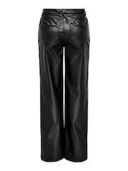 ONLY Black High Waist Wide Leg Faux Leather Trousers - Image 6 of 6