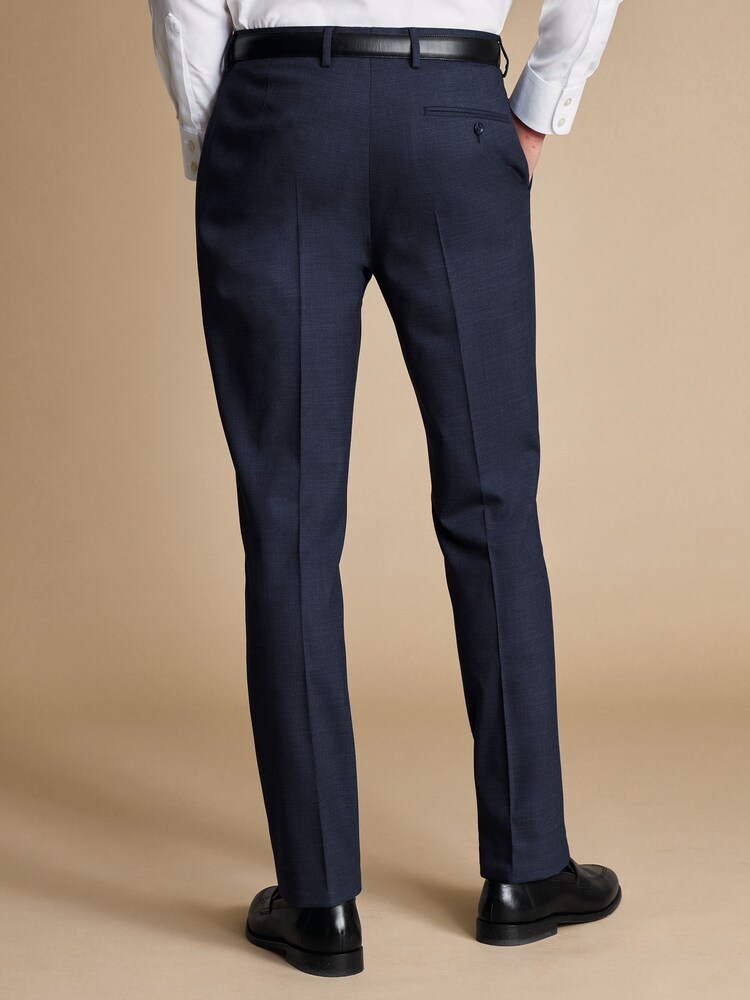 Charles Tyrwhitt Blue Seasonal Design Micro Check SF Trousers - Image 2 of 3
