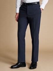 Charles Tyrwhitt Blue Seasonal Design Micro Check SF Trousers - Image 3 of 3