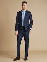 Charles Tyrwhitt Blue Seasonal Design Check SF Trousers - Image 1 of 4