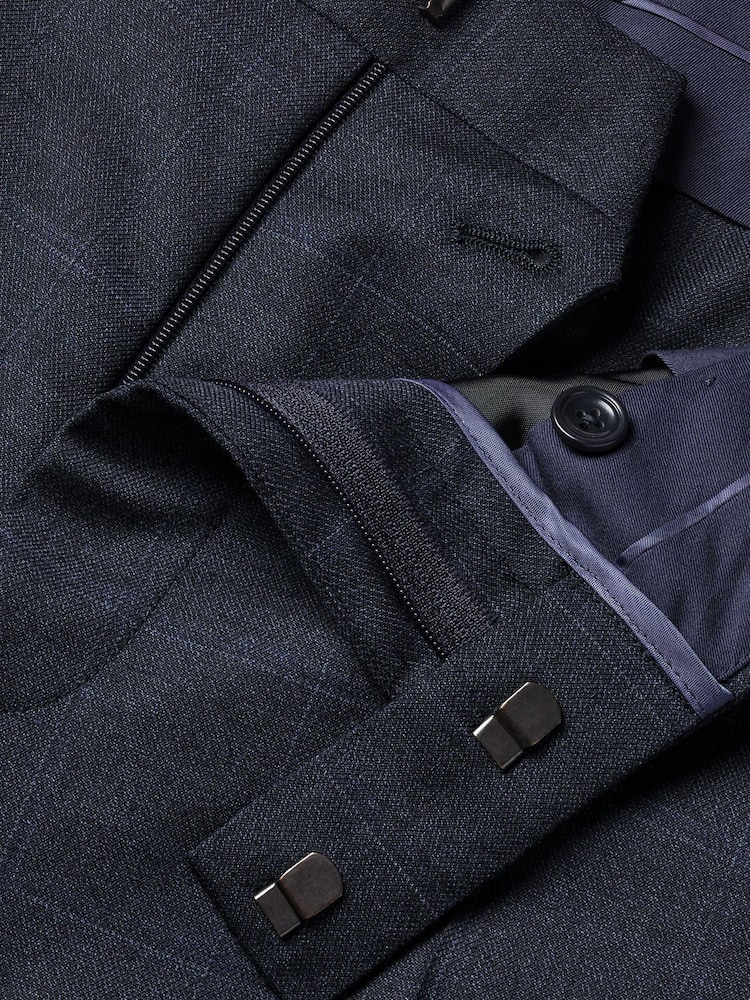 Charles Tyrwhitt Blue Seasonal Design Check SF Trousers - Image 4 of 4