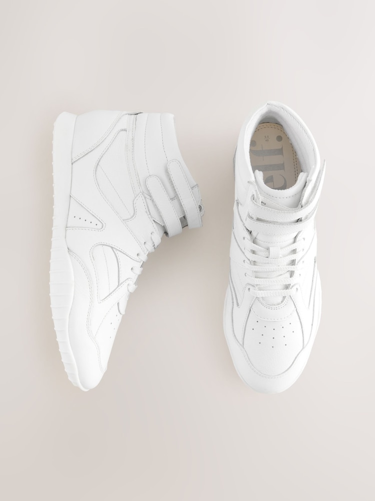 self. White Leather High-top Lace Up Trainers - Image 1 of 8
