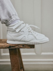 self. White Leather High-top Lace Up Trainers - Image 2 of 8