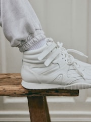 self. White Leather High-top Lace Up Trainers - Image 4 of 8