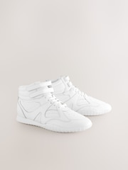 self. White Leather High-top Lace Up Trainers - Image 5 of 8