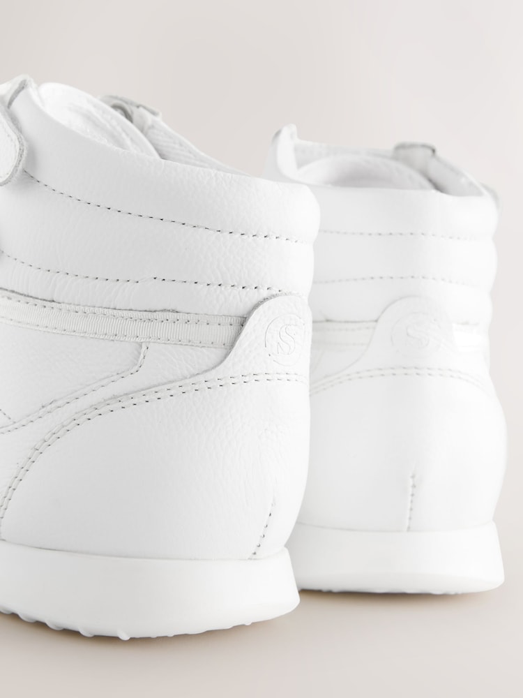 self. White Leather High-top Lace Up Trainers - Image 8 of 8