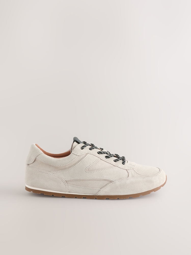 Neutral Premium Leather Lace-Up Trainers - Image 1 of 5 Neutral Premium Leather Lace-Up Trainers - Image 1 of 5