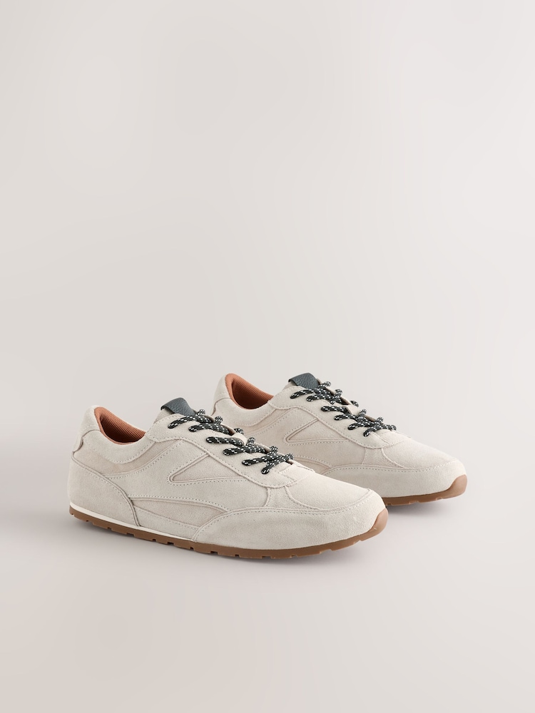 Neutral Premium Leather Lace-Up Trainers - Image 2 of 5 Neutral Premium Leather Lace-Up Trainers - Image 2 of 5