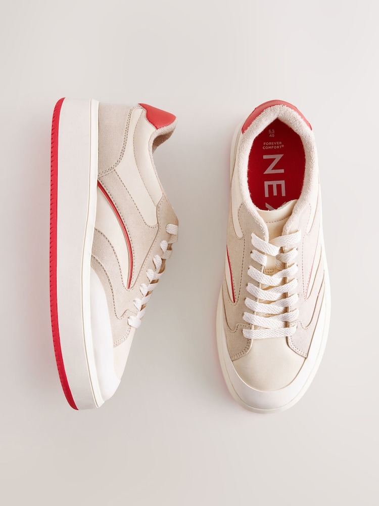 Rojo - Zapatillas de deporte retro con cordones y paneles Forever Comfort® - Imagen 1 de 9 Rojo - Zapatillas de deporte retro con cordones y paneles Forever Comfort® - Imagen 1 de 9