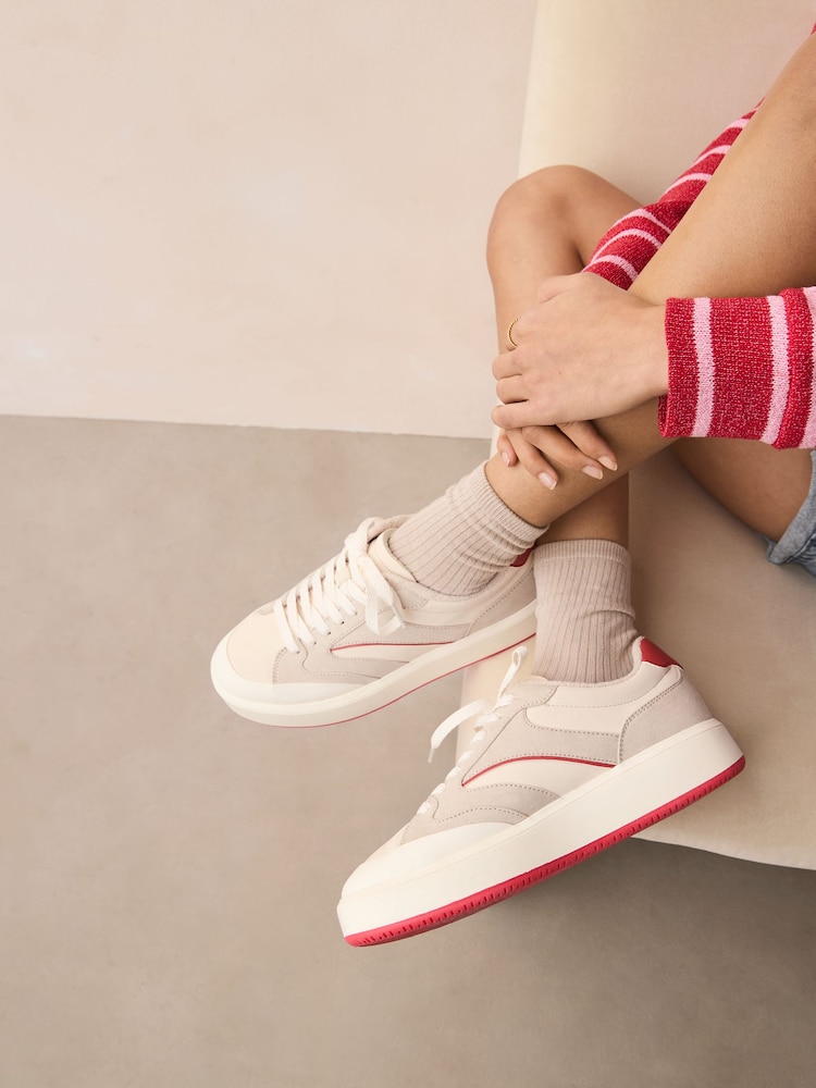 Rojo - Zapatillas de deporte retro con cordones y paneles Forever Comfort® - Imagen 2 de 9 Rojo - Zapatillas de deporte retro con cordones y paneles Forever Comfort® - Imagen 2 de 9