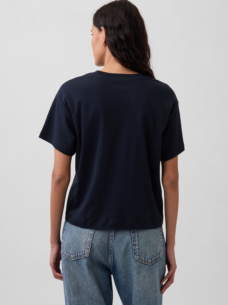 Gap Navy Supima® Cotton Relaxed T-Shirt - Image 2 of 4 Gap Navy Supima® Cotton Relaxed T-Shirt - Image 2 of 4