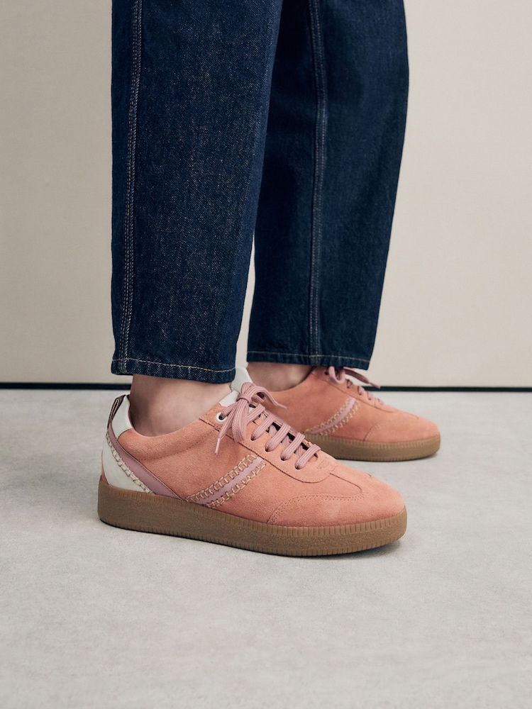 Coral Pink Forever Comfort® Leather Chunky Sole Lace-Up Trainers - Image 4 of 11