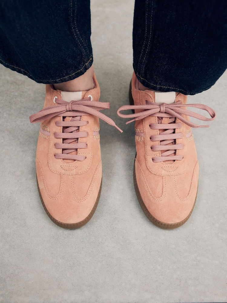 Coral Pink Forever Comfort® Leather Chunky Sole Lace-Up Trainers - Image 5 of 11