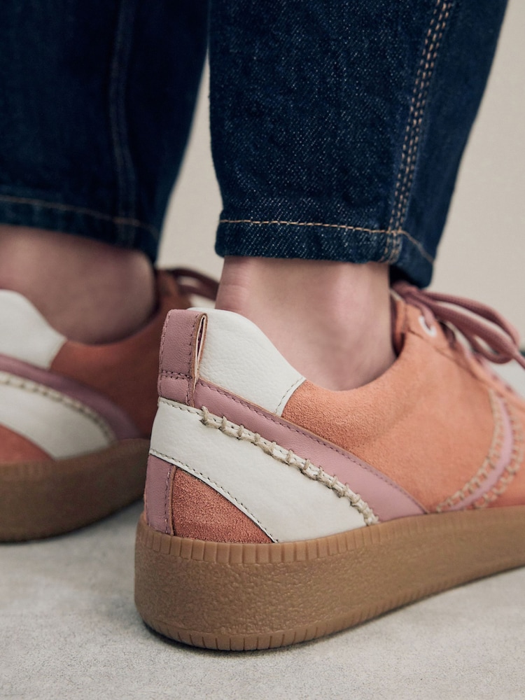 Coral Pink Forever Comfort® Leather Chunky Sole Lace-Up Trainers - Image 6 of 11