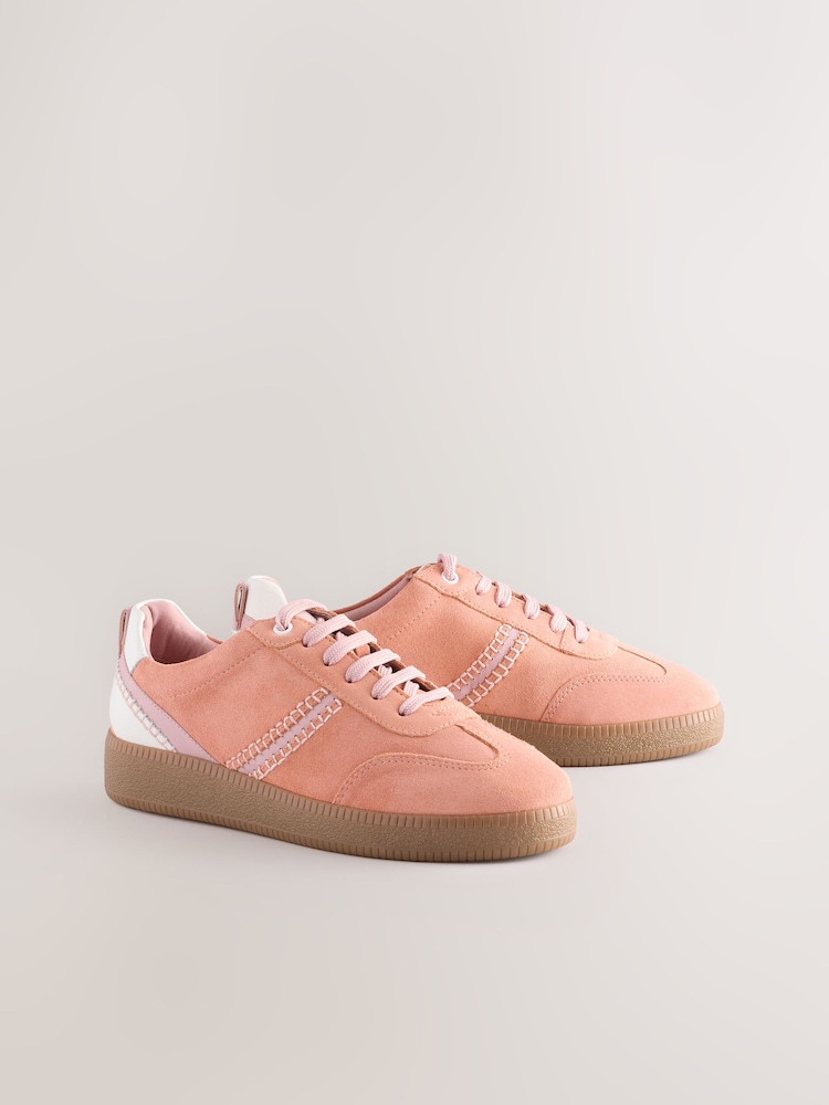 Coral Pink Forever Comfort® Leather Chunky Sole Lace-Up Trainers - Image 8 of 11