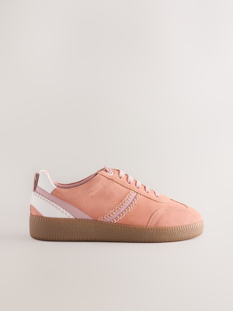Coral Pink Forever Comfort® Leather Chunky Sole Lace-Up Trainers - Image 9 of 11