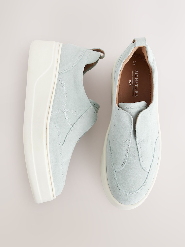 modra - Slip On Signature Forever Comfort® Leather Chunky čevlji s polno peto Platform Trainers - Slika 1 iz 10 modra - Slip On Signature Forever Comfort® Leather Chunky čevlji s polno peto Platform Trainers - Slika 1 iz 10