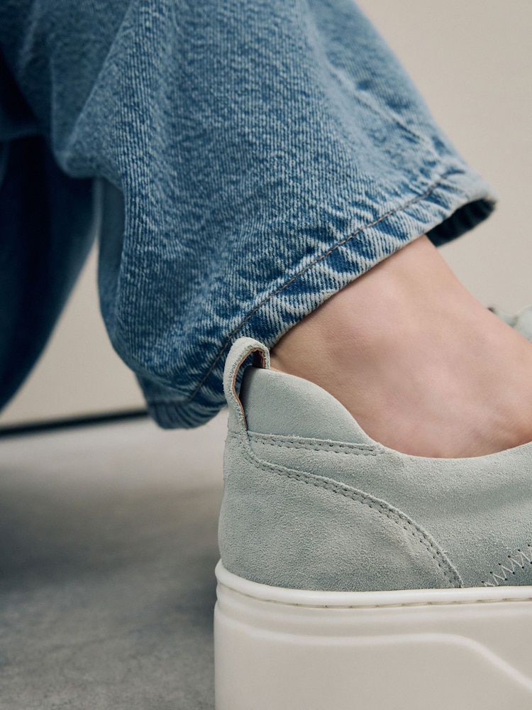 Blue Slip On Signature Forever Comfort® Leather Chunky Wedge Platform Trainers - Image 6 of 10