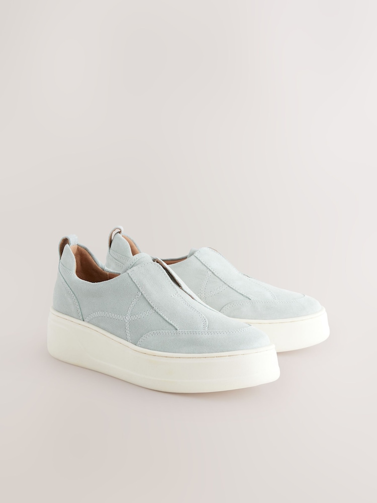 Blue Slip On Signature Forever Comfort® Leather Chunky Wedge Platform Trainers - Image 7 of 10