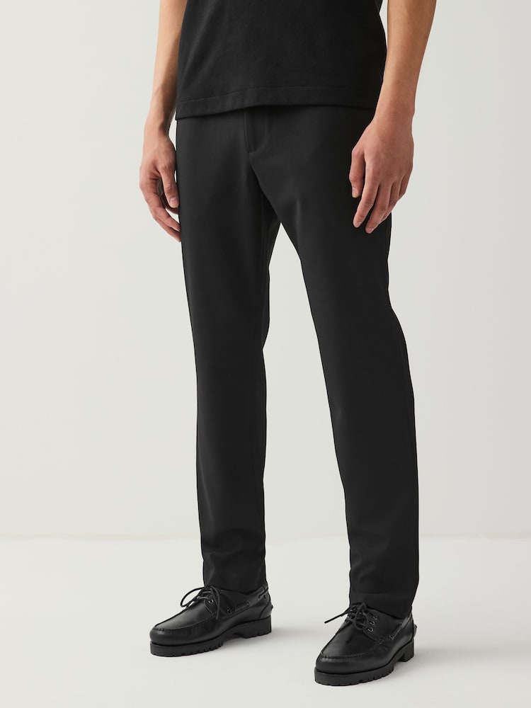 Black Slim Fit Smart Motionflex Trousers with Internal Drawcord - Image 1 of 10