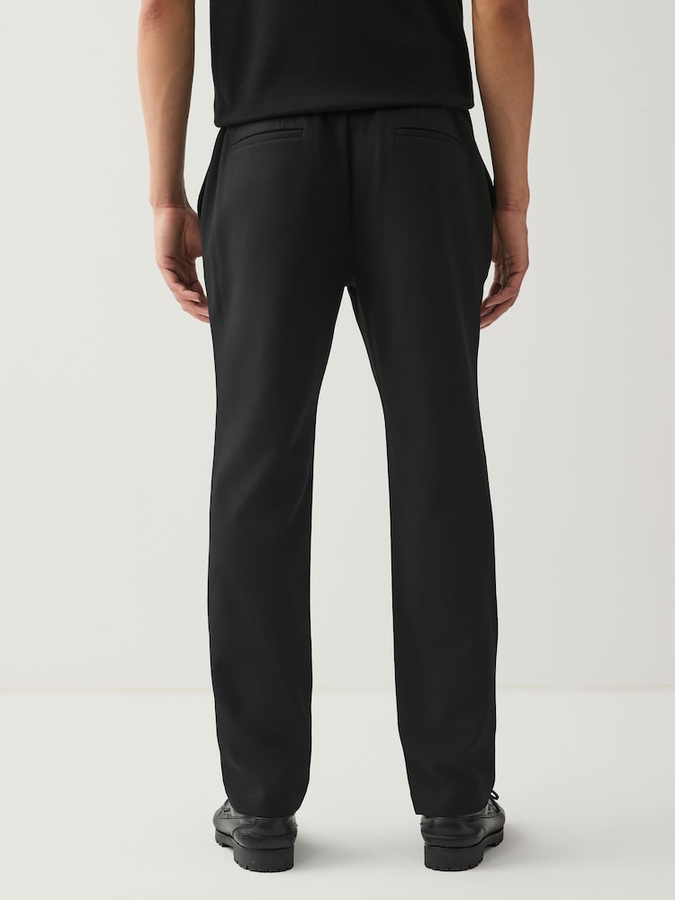 Black Slim Fit Smart Motionflex Trousers with Internal Drawcord - Image 2 of 10