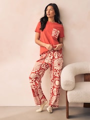 Rust Brown Abstract 100% Cotton Short Sleeve Pyjamas - Image 1 of 1