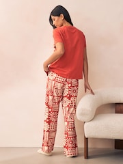 Rust Brown Abstract 100% Cotton Short Sleeve Pyjamas - Image 3 of 9