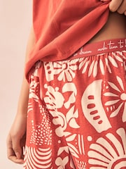 Rust Brown Abstract 100% Cotton Short Sleeve Pyjamas - Image 4 of 9