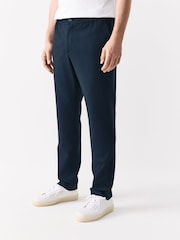 Navy Blue Slim Fit Smart Motionflex Trousers with Internal Drawcord - Image 1 of 6