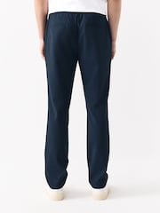 Navy Blue Slim Fit Smart Motionflex Trousers with Internal Drawcord - Image 6 of 6