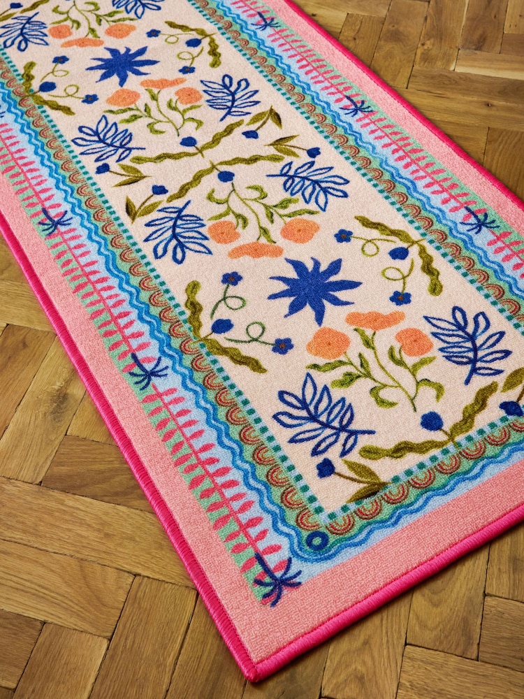Multi Washable Bright Floral Print Runner - Image 2 of 5