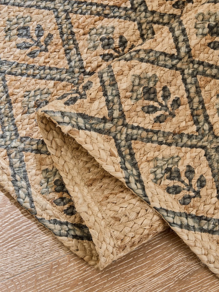 Natural Floral Printed Jute Runner - Image 4 of 5