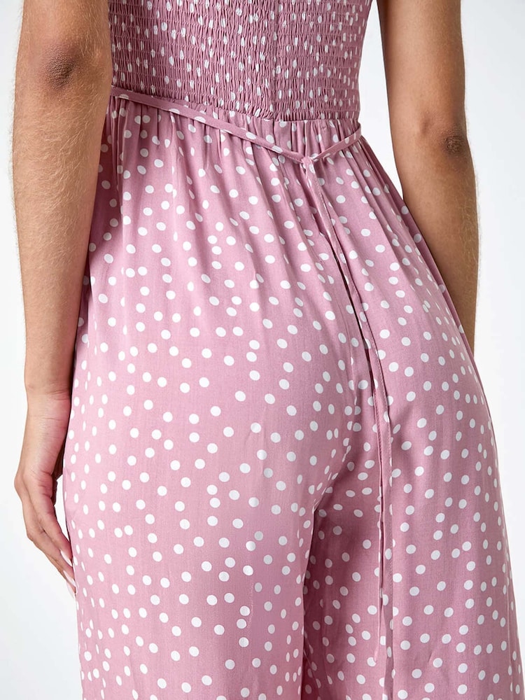 Rosa - Roman Polka Dot Shirred Jumpsuit - Imagen 5 de 5