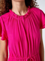 Roman Pink Plain Frill Detail Tiered Midi Dress - Image 5 of 5