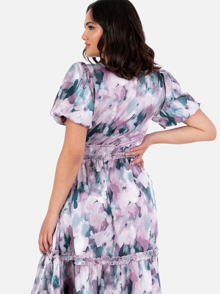 Lovedrobe Shirring Waist Puff Sleeve Midi Dress - Image 4 of 4 Lovedrobe Shirring Waist Puff Sleeve Midi Dress - Image 4 of 4