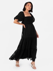 Lovedrobe Burnout Puff Sleeve Maxi Dress - Image 1 of 6