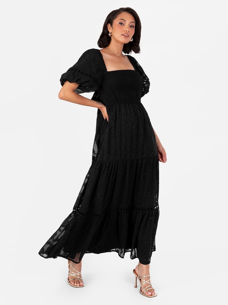Lovedrobe Burnout Puff Sleeve Maxi Dress - Image 1 of 6