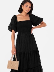 Lovedrobe Burnout Puff Sleeve Maxi Dress - Image 4 of 6