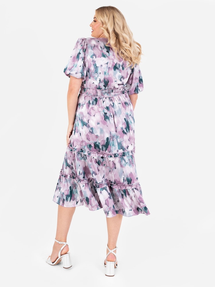 Lovedrobe Shirring Waist Puff Sleeve Midi Dress - Image 2 of 4 Lovedrobe Shirring Waist Puff Sleeve Midi Dress - Image 2 of 4